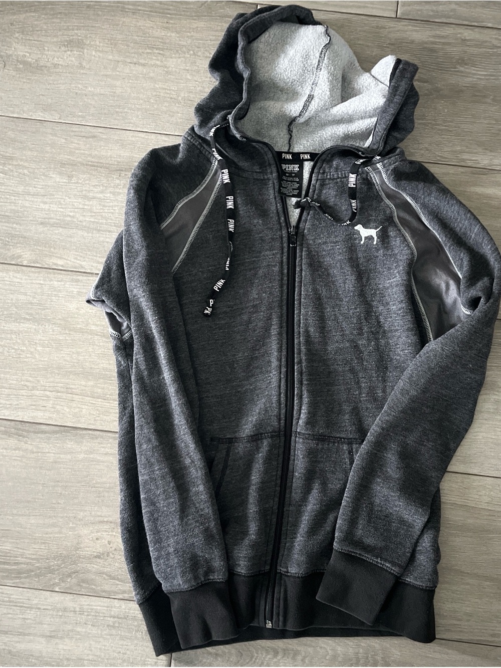 PINK Victoria's Secret Heather Charcoal Gray Zip Hoodie